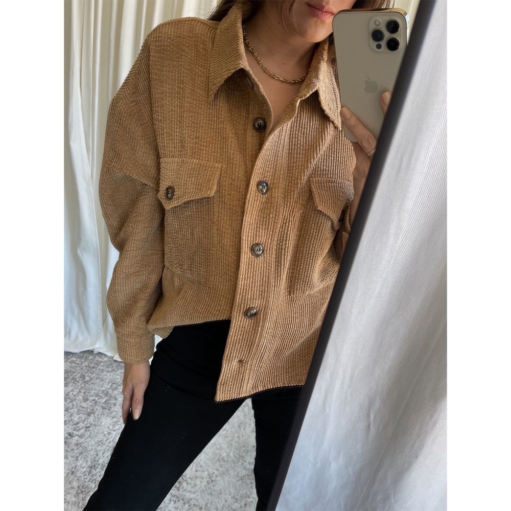 SHIRT corduroy button- down shirt — In Camel